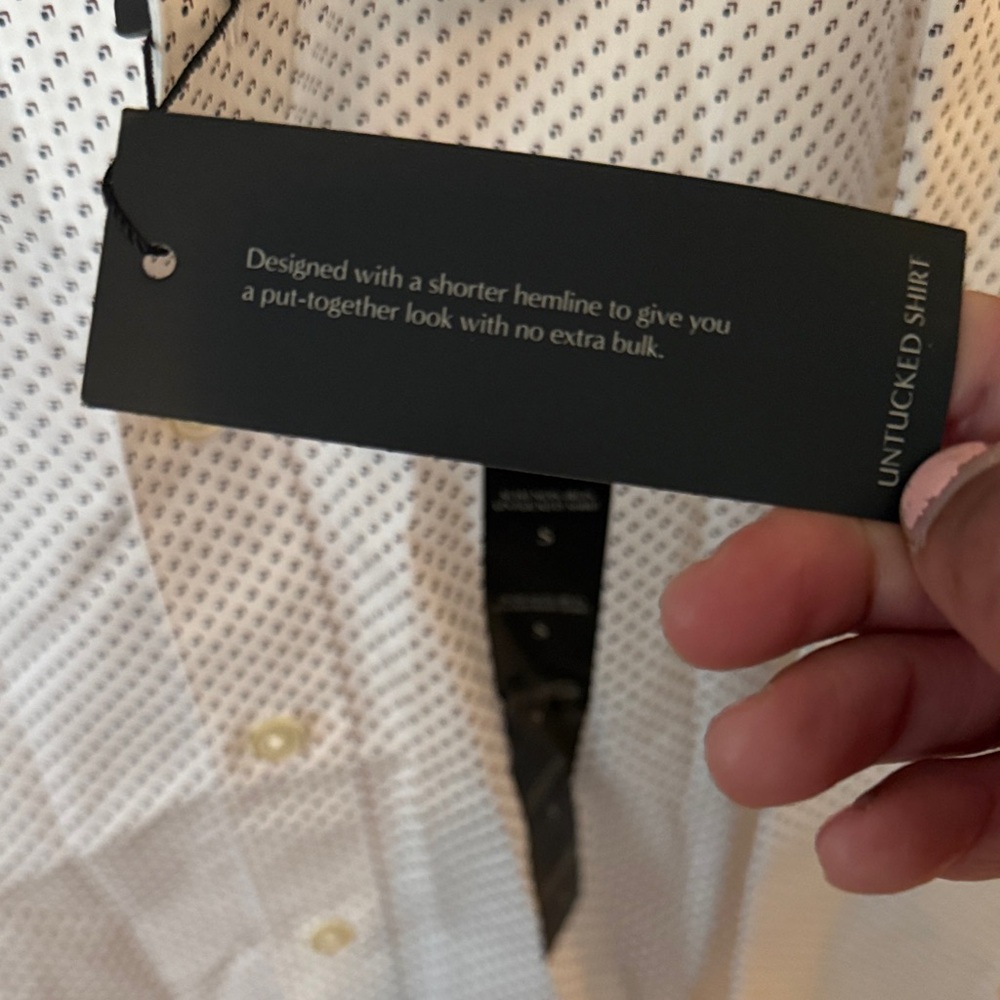 Men’s Banana Republic White Geometric Dress Shirt. Size S. Never wore. Tags on - Picture 5 of 12